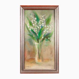 Miloslava Vrbova-Štefková, Lilies of the Valley in a Vase, Oil Painting, Mid-20th Century-ZCI-2032684