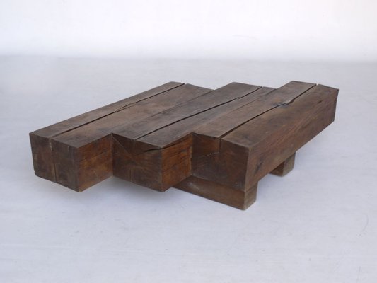 Minimal French Wooden Coffee Table, 1960s-MB-773622