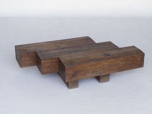 Minimal French Wooden Coffee Table, 1960s-MB-773622