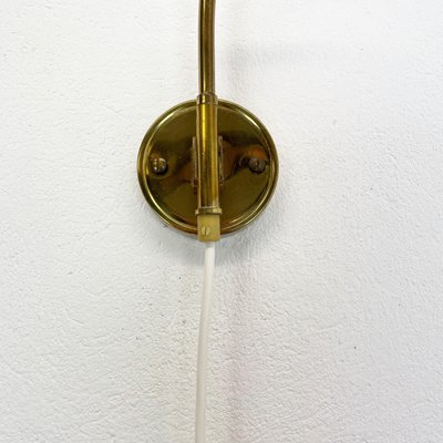 Minimalist Adjustable Brass Wall Hanging Light, Italy, 1960s-QZ-1407782