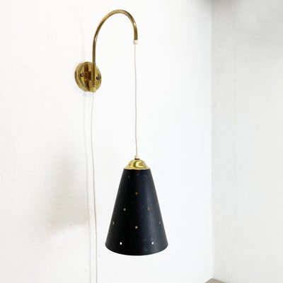 Minimalist Adjustable Brass Wall Hanging Light, Italy, 1960s-QZ-1407782