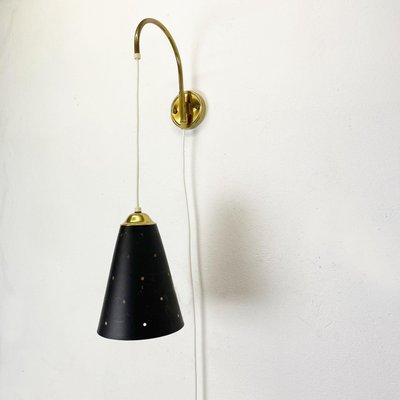 Minimalist Adjustable Brass Wall Hanging Light, Italy, 1960s-QZ-1407782