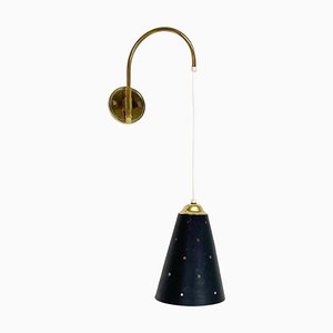 Minimalist Adjustable Brass Wall Hanging Light, Italy, 1960s-QZ-1407782