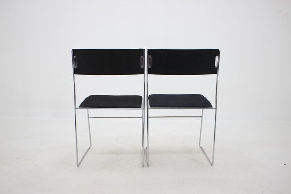 Minimalist Chrome Plated Dining Chairs, Czechoslovakia, 1970s, Set of 4-TZ-913066