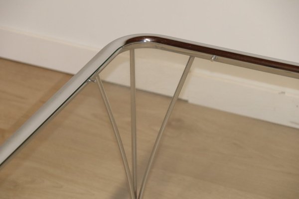 Minimalist Coffee Table in Chromed Glass and Metal, 1970s-IZV-1742570