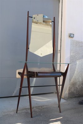 Minimalist Console with Mirror in Mahogany by Vittorio Dassi, Milan, 1950s-EH-1063646