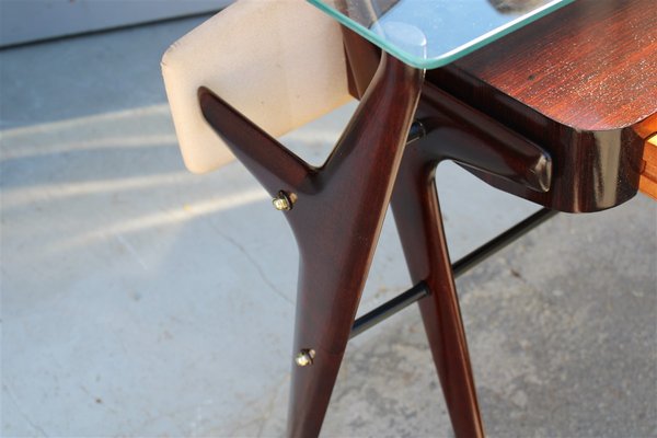 Minimalist Console with Mirror in Mahogany by Vittorio Dassi, Milan, 1950s-EH-1063646