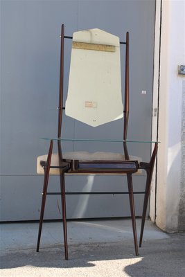 Minimalist Console with Mirror in Mahogany by Vittorio Dassi, Milan, 1950s-EH-1063646