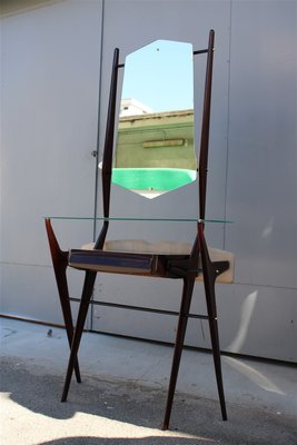 Minimalist Console with Mirror in Mahogany by Vittorio Dassi, Milan, 1950s-EH-1063646