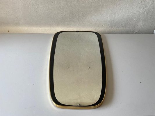 Minimalist German Brass & Black Mirror, 1950s-RDS-1307148