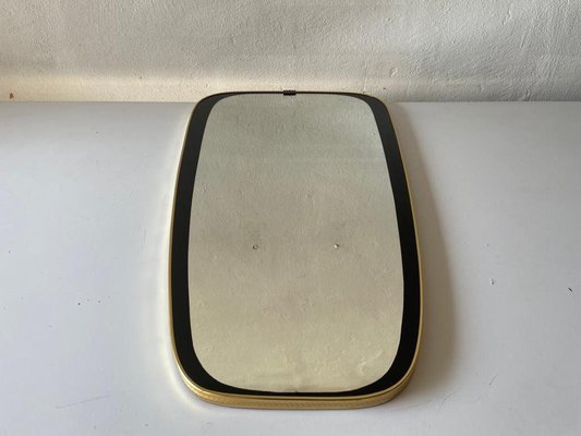 Minimalist German Brass & Black Mirror, 1950s-RDS-1307148