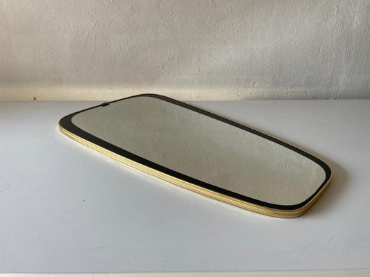 Minimalist German Brass & Black Mirror, 1950s-RDS-1307148