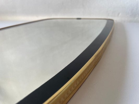 Minimalist German Brass & Black Mirror, 1950s-RDS-1307148