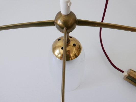 Minimalist Mid-Century Modern Brass & Glass UFO Pendant Lamp, Germany, 1950s-WPT-1063796