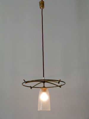 Minimalist Mid-Century Modern Brass & Glass UFO Pendant Lamp, Germany, 1950s-WPT-1063796