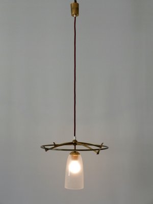 Minimalist Mid-Century Modern Brass & Glass UFO Pendant Lamp, Germany, 1950s-WPT-1063796