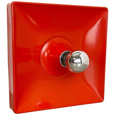 Minimalist Pop Art Red Orange Metal Wall Light from Sölken Lights, Germany, 1970s-QZ-1111601