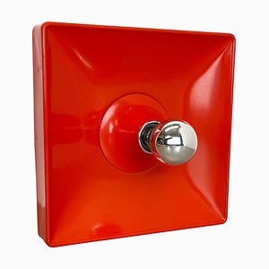 Minimalist Pop Art Red Orange Metal Wall Light from Sölken Lights, Germany, 1970s-QZ-1111601