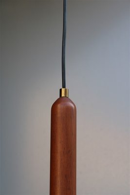 Minimalist Sculptural Copper, Wood, and Brass Ceiling Lamp from Lumi Milano, 1950s-EH-734150