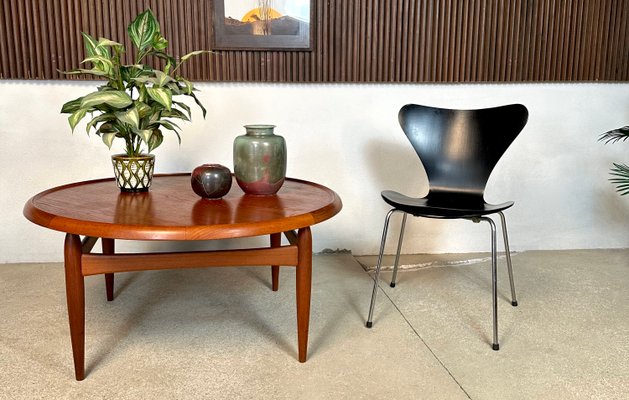 Minimalist Teakwood Coffee Table with Reversible Formica Table Top by Ejvind A. Johansson for Ludvig Pontoppidan, Denmark, 1955-JP-1778552