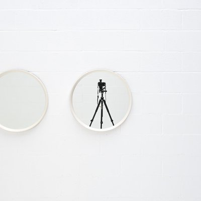 Minimalist White Round Mirror, 1970s-VT-1815807