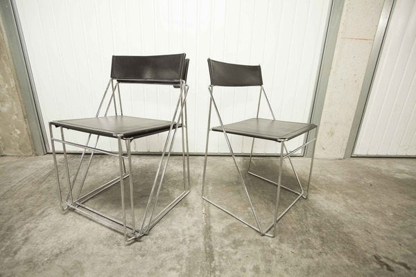 Minimalist X Line Chairs attributed to Niels Jorgen Haugesen for Hybodan, 1970s, Set of 3-VQY-1721735