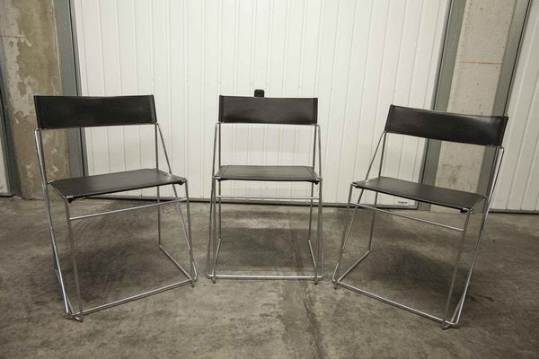 Minimalist X Line Chairs attributed to Niels Jorgen Haugesen for Hybodan, 1970s, Set of 3-VQY-1721735