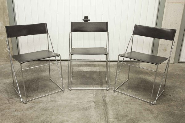 Minimalist X Line Chairs attributed to Niels Jorgen Haugesen for Hybodan, 1970s, Set of 3-VQY-1721735