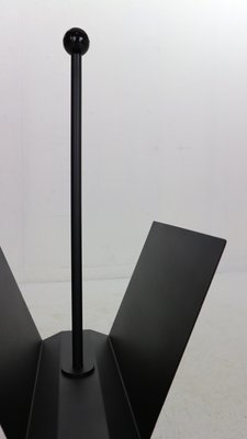 Minimalistic Black Metal Magazinine Rack by Porada Arredi, Italy, 1980s-DT-2026318