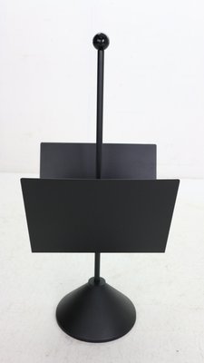 Minimalistic Black Metal Magazinine Rack by Porada Arredi, Italy, 1980s-DT-2026318