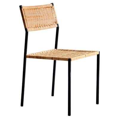 Minimalistic Steel and Rattan Side Chair in the style of Martin Visser, 1960s-SFD-1776454