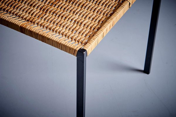 Minimalistic Steel and Rattan Side Chair in the style of Martin Visser, 1960s-SFD-1776454