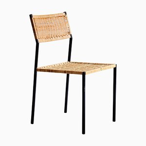 Minimalistic Steel and Rattan Side Chair in the style of Martin Visser, 1960s-SFD-1776454