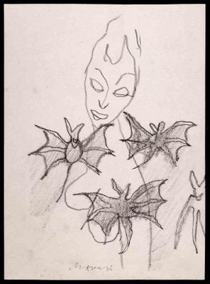 Mino Maccari, Bats, Drawing, 1970-ZCI-2029562