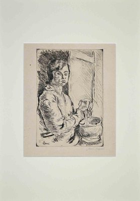 Mino Maccari, Portrait, Original Etching, Mid-20th Century-ZCI-1379715