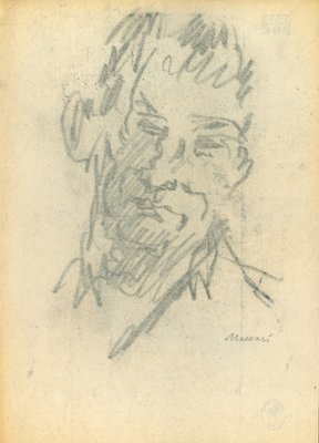 Mino Maccari, Sketched Portrait, Original Charcoal, 1960s-ZCI-1379024