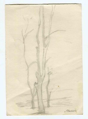 Mino Maccari, The Trees, Original Drawing, Mid, 20th-Century-ZCI-1164383