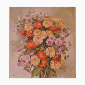 Mirdza Zeberga, Flower Still Life, Oil Painting, 1960s-QOR-2023421