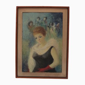 Mirko Mariani, Portrait of a Woman, Oil on Canvas, Framed-IJR-1240183