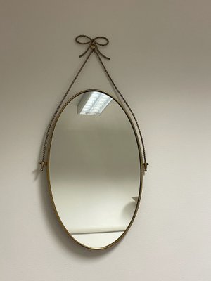 Mirror with Frame and Brass Motif, 1950s-JHL-1797394