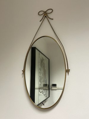 Mirror with Frame and Brass Motif, 1950s-JHL-1797394