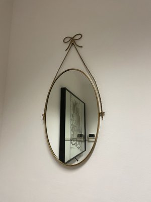 Mirror with Frame and Brass Motif, 1950s-JHL-1797394