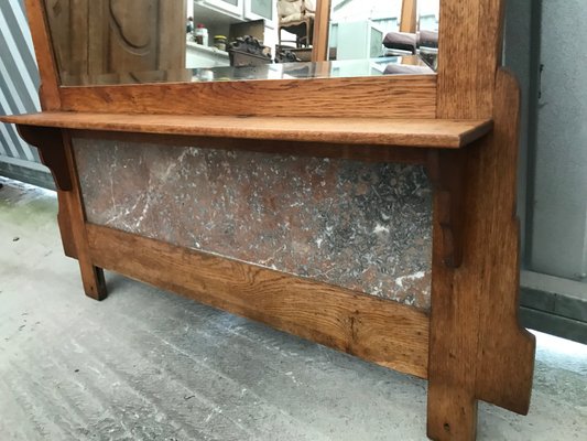 Mirror with Shelf in Oak and Marble, 1920s-WQQ-1256437