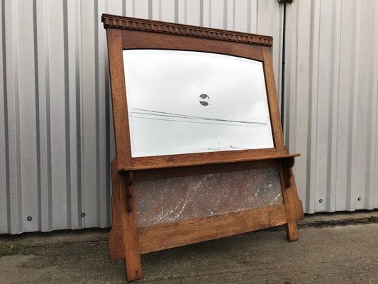 Mirror with Shelf in Oak and Marble, 1920s-WQQ-1256437