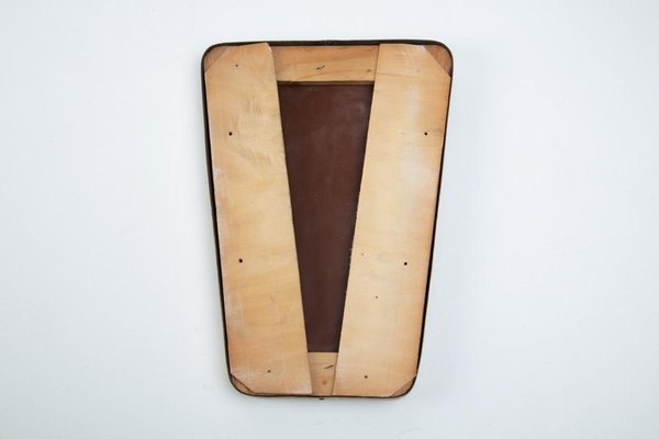 Mirror with Wood and Brass Frame, 1950s-DZU-1693500