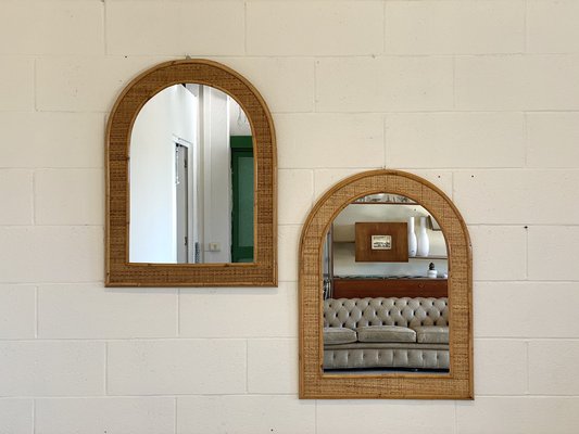 Mirrors in Wicker and Bamboo, 1970s, Set of 2-NPC-1769001