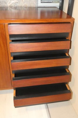 Mobile Bookcase with Wooden Uprights and Black Matt Finishes, 1970s, Set of 3-ERB-1240738