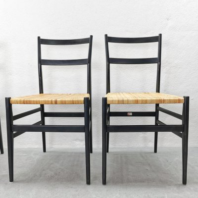 Mod. 646 Dining Chairs in Black Ash and Straw by Gio Ponti for Cassina, 1952, Set of 4-PRS-1812460