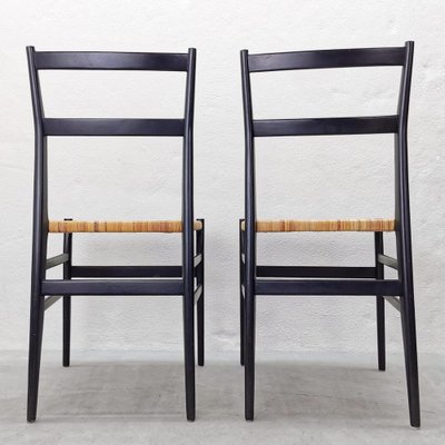 Mod. 646 Dining Chairs in Black Ash and Straw by Gio Ponti for Cassina, 1952, Set of 4-PRS-1812460