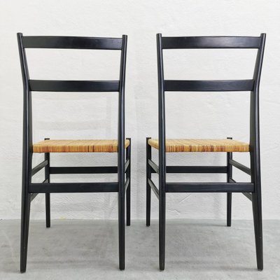 Mod. 646 Dining Chairs in Black Ash and Straw by Gio Ponti for Cassina, 1952, Set of 4-PRS-1812460